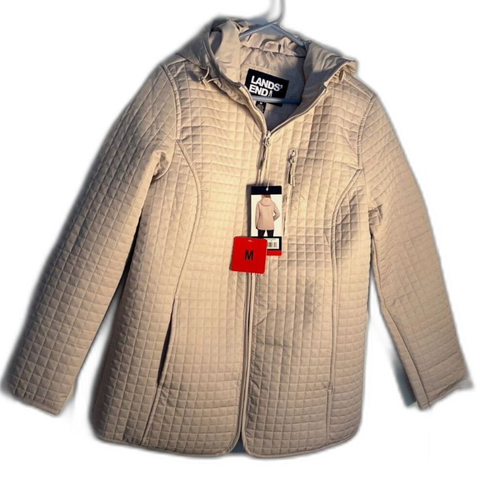 Land's End Women's Quilted Jacket Tan SZ M NEW
